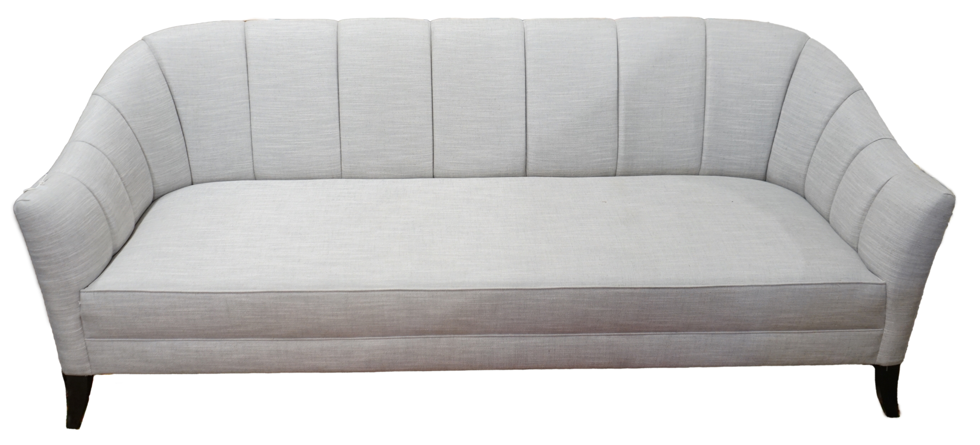 A Bray Design channel back settee in Sahco flint fabric, width 210cm, depth 84cm, height 83cm